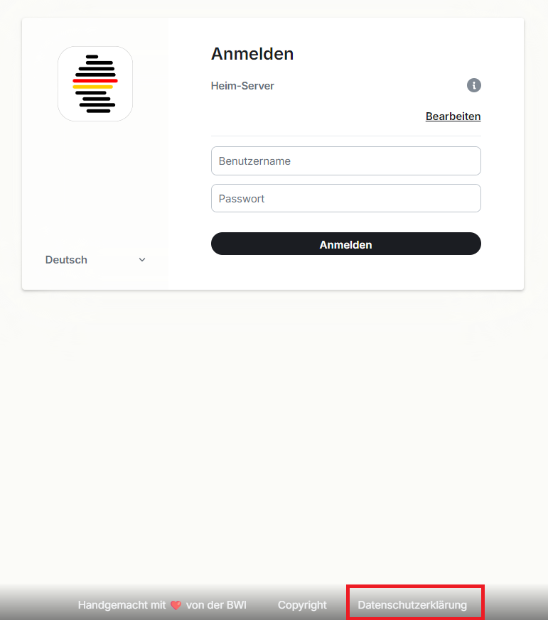 Anzeige der Datenschutz URL im Webclient